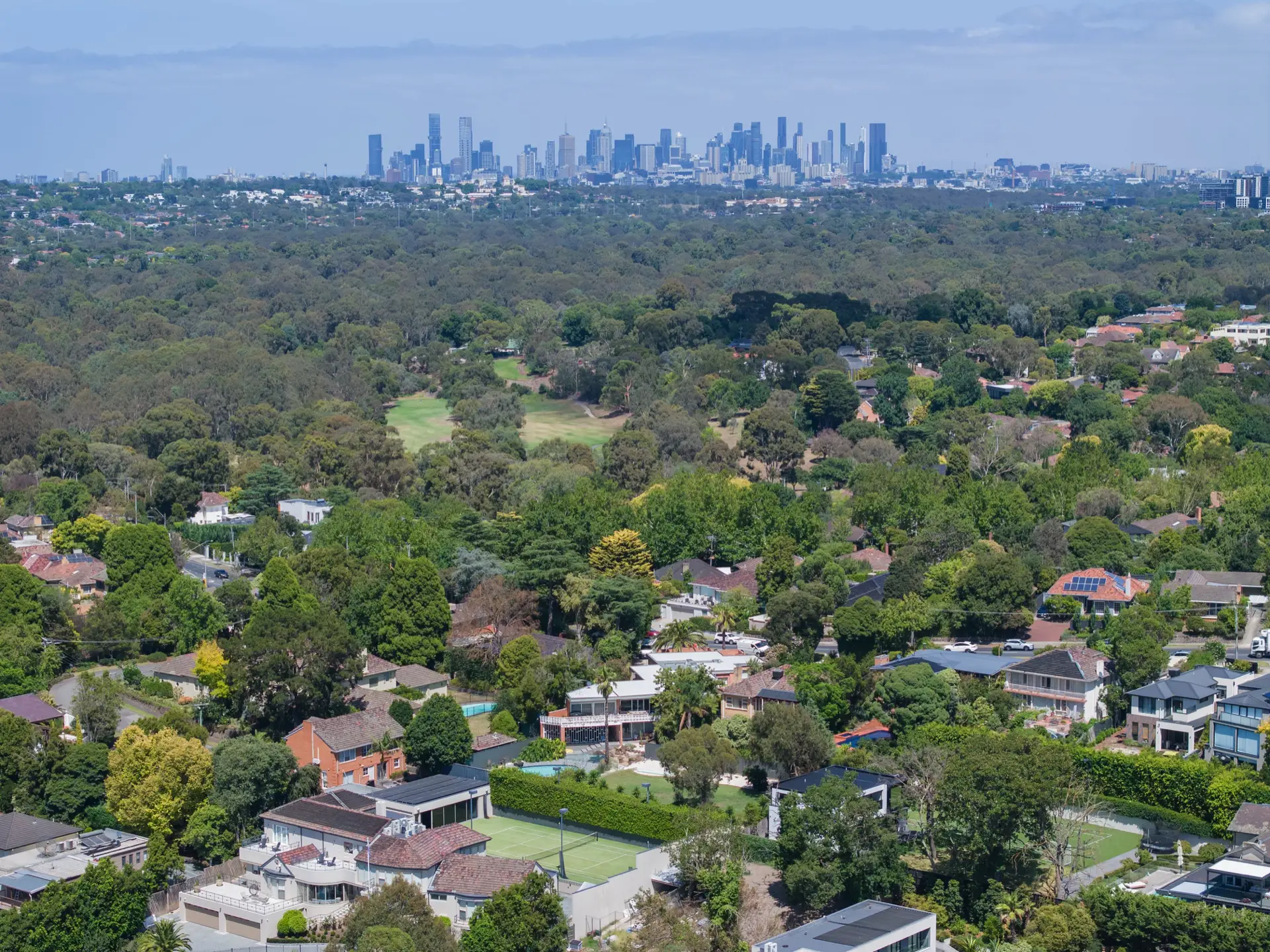 Melbourne's east from above